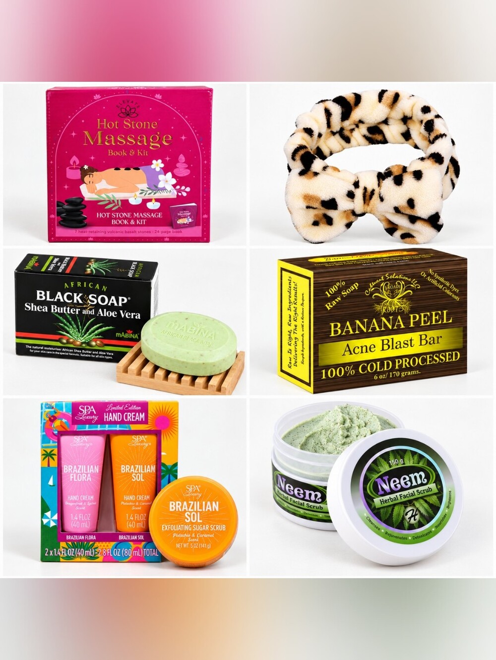 NEW Spa Self Care Gift Bundle Hot Stone Massage Skincare Soap Headband